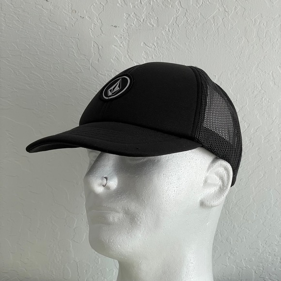 Volcom Stone Snapback Trucker Hat Black Logo Patch Mesh Surf Small/Adjustable - Picture 6 of 9